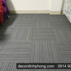 Thảm tấm ghép họa tiết chéo màu xám cho không gian thương mại