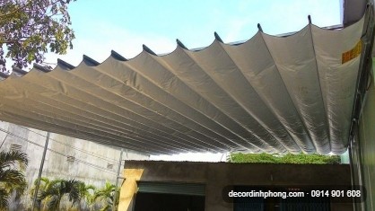 Mái bạt xếp che nắng cho không gian kinh doanh ngoài trời tại Trảng Bom, Đồng Nai