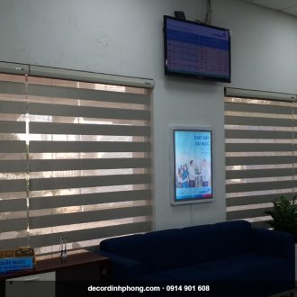 Rèm cầu vồng kem xám cho khu vực lễ tân ngân hàng